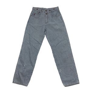 Vintage Lei Mom Jeans Hickory Stripe High Waist Women M 28X29.5 Paint Pants Blue